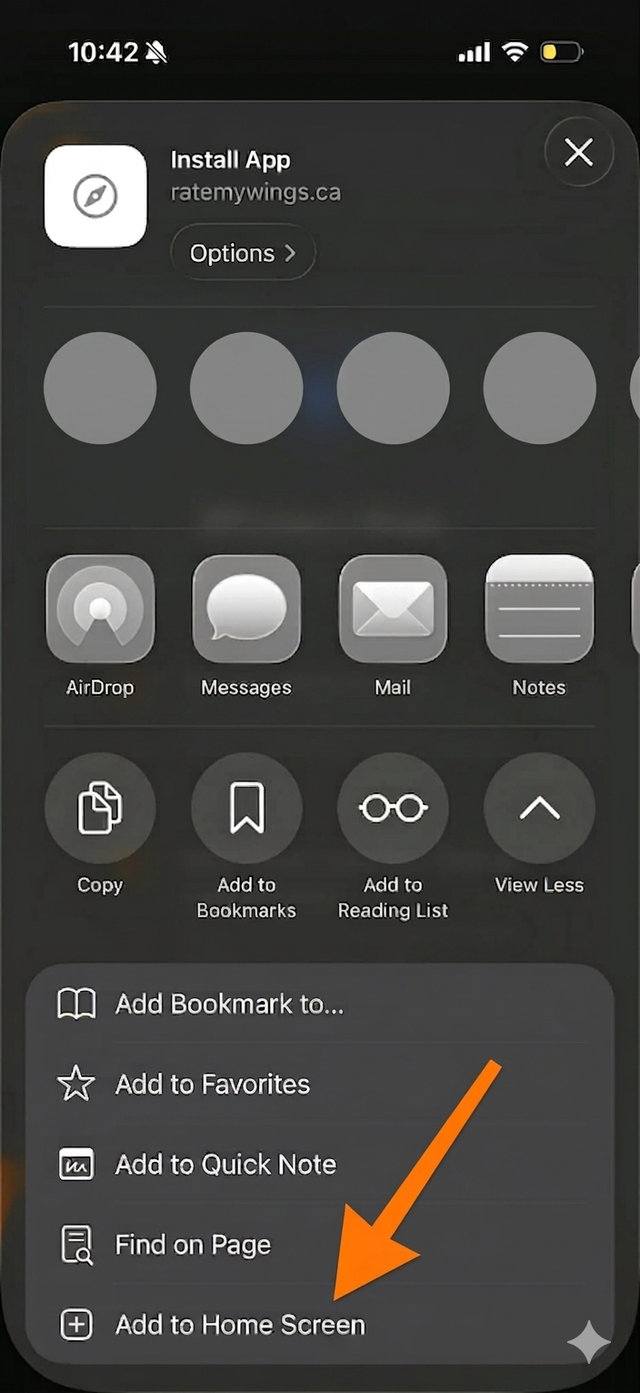 Add to Home Screen option