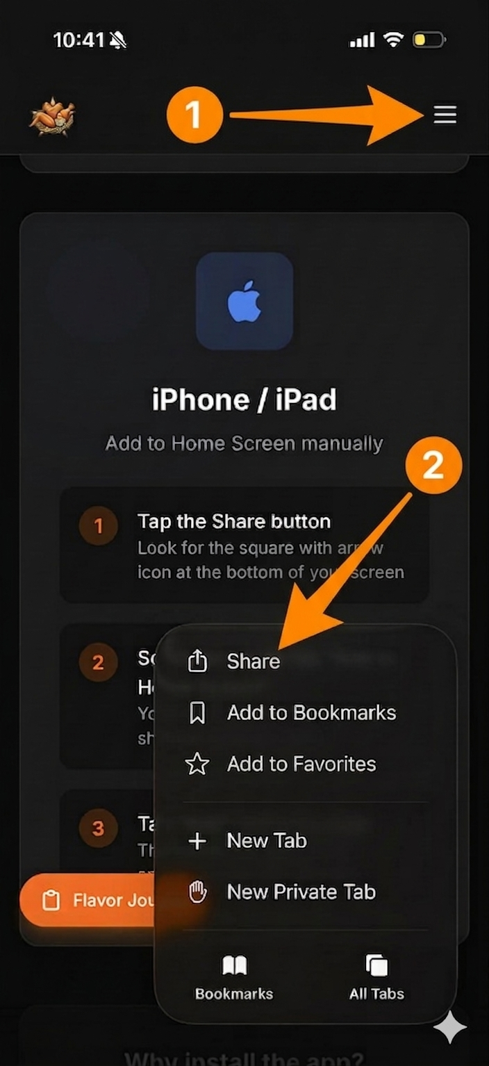 Tap Share button in Safari